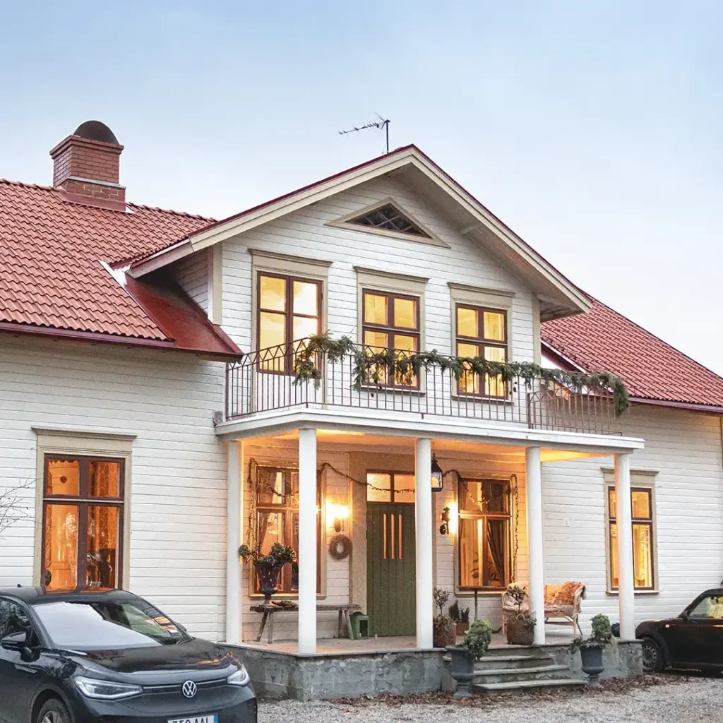Villa där man bytt ut värmepumpen med hjälp av bidraget från villaeffekten